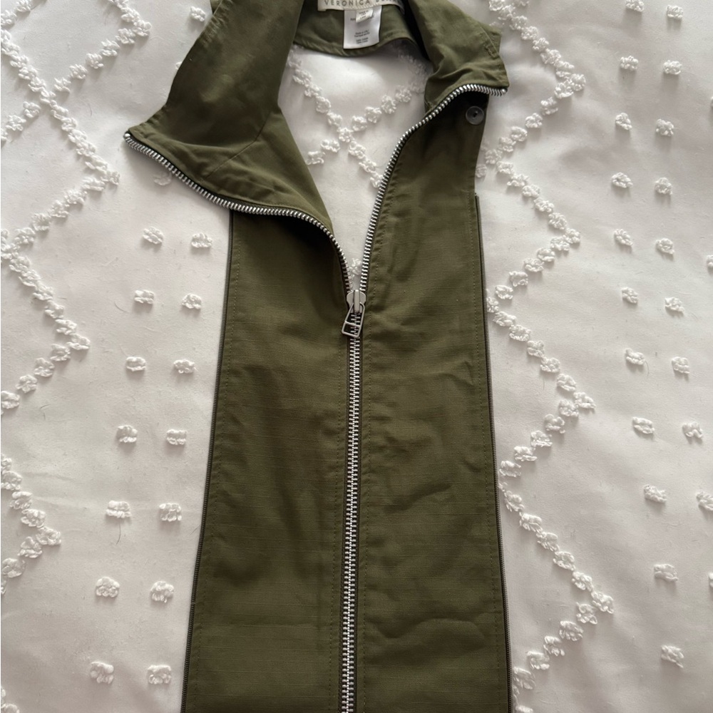 Veronica Beard Olive Green Zip-Front Blazer Jacket